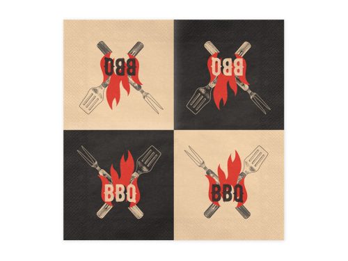 Papírszalvéta BBQ mintával, 33x33 cm, 20 darabos mix