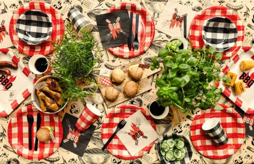 Papírszalvéta BBQ mintával, 33x33 cm, 20 darabos mix