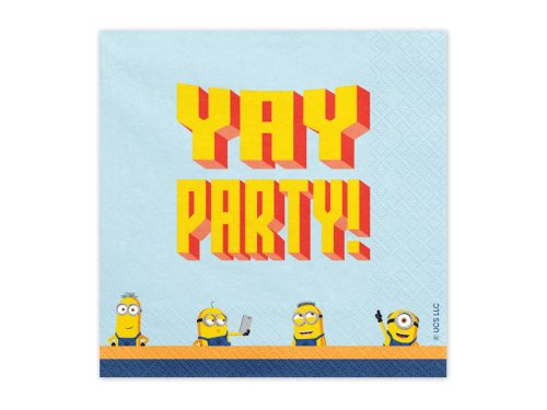 Minyonos party szalvéta, 33x33 cm, kék-sárga, 20 db