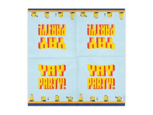 Minyonos party szalvéta, 33x33 cm, kék-sárga, 20 db