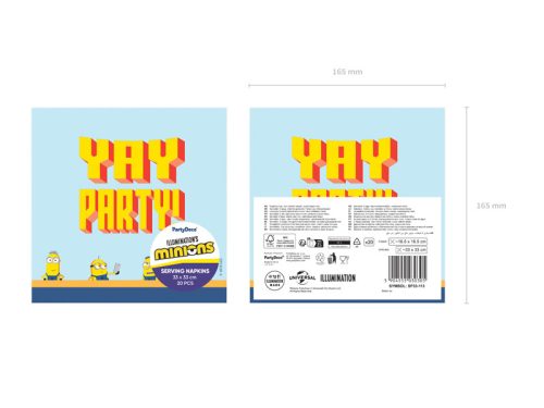 Minyonos party szalvéta, 33x33 cm, kék-sárga, 20 db