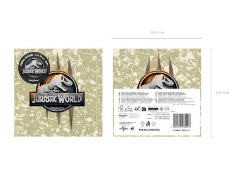 Jurassic World papírszalvéta, zöld mintával, 33x33 cm, 20 db