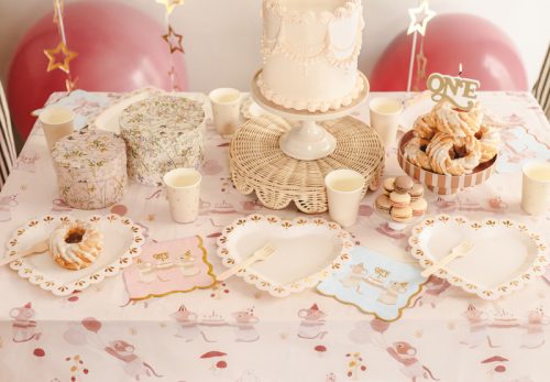 Rózsaszín egér mintás 2 rétegű szalvéta 33x33 cm, 12 db