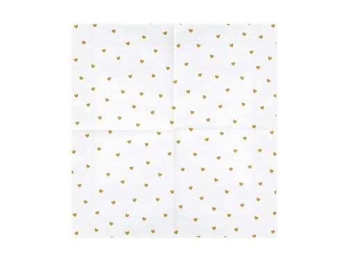 Szalvéta Szívek, fehér, 33x33cm (1 db / 20 db.)