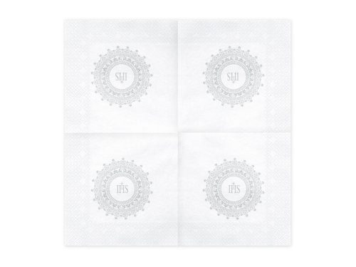 Szalvéta elsőáldozás - IHS, 33x33cm, ezüst (1 db / 20 db)