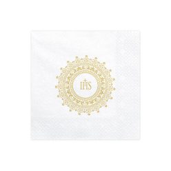   Szalvéta elsőáldozás - IHS, 33x33cm, arany (1 pkt / 20 db.)