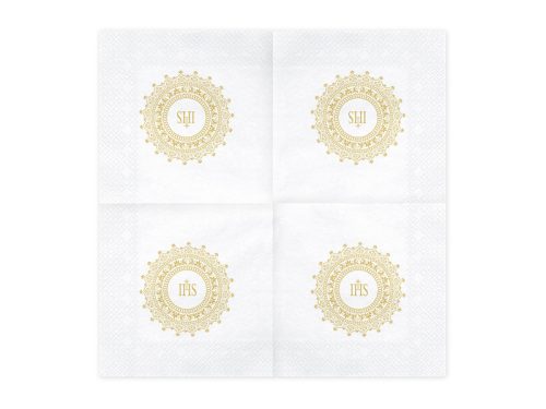 Szalvéta elsőáldozás - IHS, 33x33cm, arany (1 pkt / 20 db.)