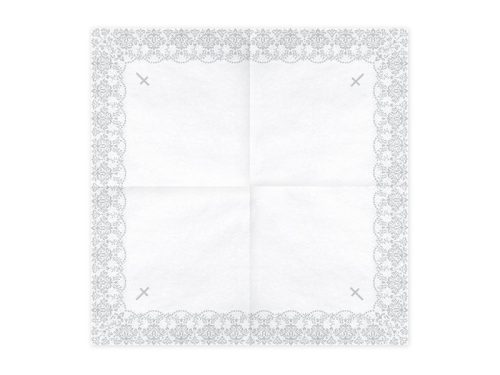 Szalvéta elsőáldozás - Dísz, 33x33cm, ezüst (1 pkt / 20 db.)