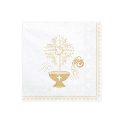 Napkins Holy Baptism, 33x33cm, gold (1 pkt / 20 pc.)