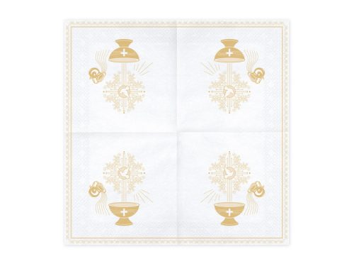 Napkins Holy Baptism, 33x33cm, gold (1 pkt / 20 pc.)
