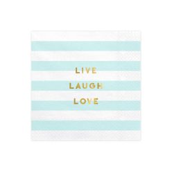   Szalvéták Yummy - Live Laugh Love, világoskék, 33x33cm (1 db / 20 db.)