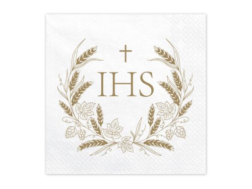 Napkins IHS, 33x33 cm, gold (1 pkt / 12 pc.)