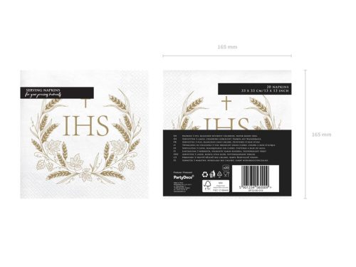 Napkins IHS, 33x33 cm, gold (1 pkt / 12 pc.)
