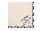 Happy Birthday írásos bézs-fekete papírszalvéta, 33x33 cm, 12 db