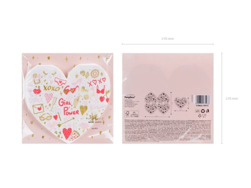 Szíves szalvéta, mix, 16x15cm (1 db / 20 db.)