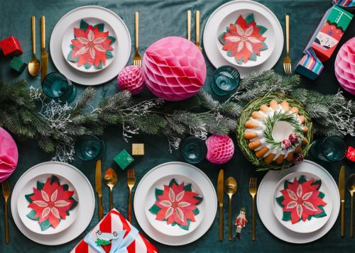 Mikulásvirág mintás karácsonyi szalvéta  (1 csomag / 20 db)