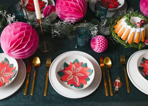 Mikulásvirág mintás karácsonyi szalvéta  (1 csomag / 20 db)