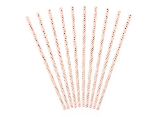 Papír szívószálak, világos rózsaszín, 19,5 cm (1 db / 10 db)