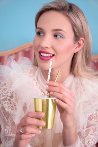 Papírszívószálak, arany, 19,5 cm (1 pkt / 10 db.)