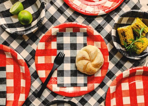 Kockás papír szalvéta 33x40 cm, vegyes szín, 20 db