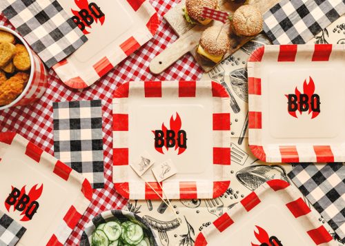 Kockás papír szalvéta 33x40 cm, vegyes szín, 20 db