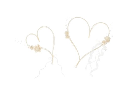 Rattan hearts with posies, cream (1 pkt / 2 pc.)