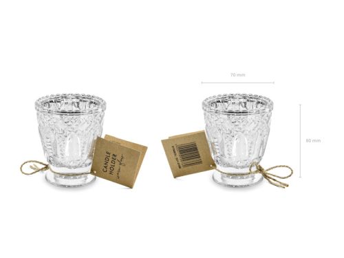 Gyertyatartó, ezüst, 8cm (1 db / 4 db.)