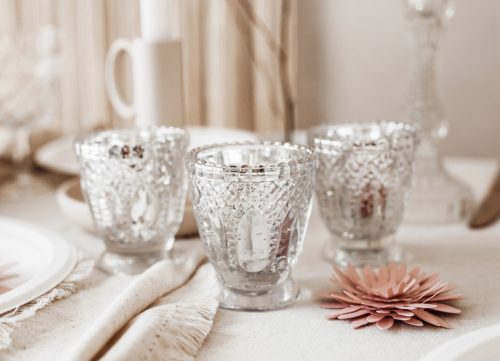 Gyertyatartó, ezüst, 8cm (1 db / 4 db.)