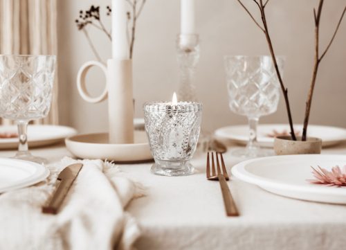 Gyertyatartó, ezüst, 8cm (1 db / 4 db.)