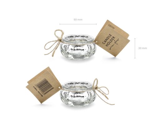 Gyertyatartó, ezüst, 3cm (1 db / 4 db)