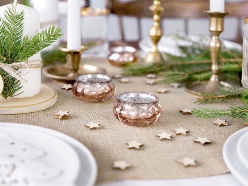 Gyertyatartó, rózsaszín arany, 3 cm (1 db / 4 db)