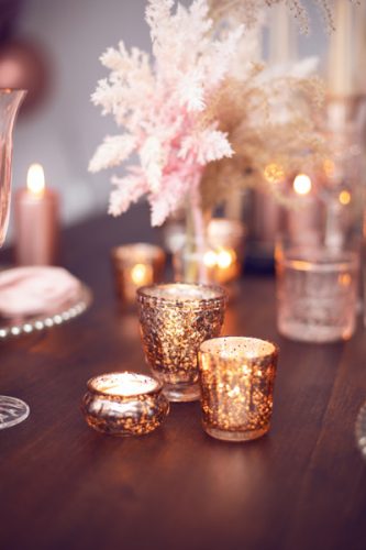 Gyertyatartó, rózsaszín arany, 3 cm (1 db / 4 db)