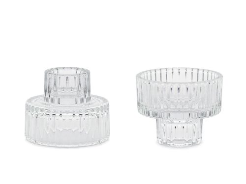 Üveg gyertyatartó 2 az 1-ben éllel, 6,5x5,5 cm (1 db / 4 db)