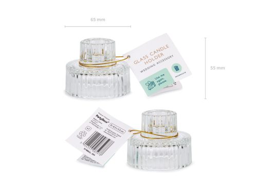 Üveg gyertyatartó 2 az 1-ben éllel, 6,5x5,5 cm (1 db / 4 db)