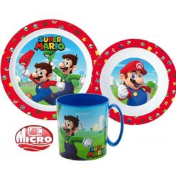   Super Mario étkészlet, micro műanyag szett bögrével 350 ml