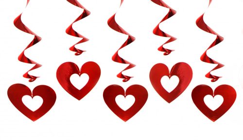 Örvényszívek, piros, 60cm (1 db / 5 db.)