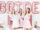 Bride to be rosegold felirattal fehér lánybúcsús vállszalag