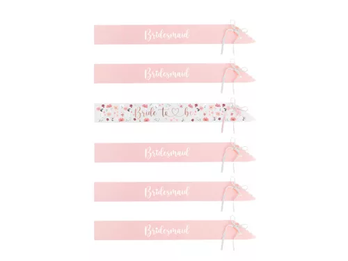 Vállszalag Bride to be & Bridesmaid, mix, 76cm (1 cs/ 6 db.)