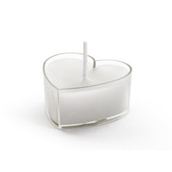 Tealight candles Heart, 4 cm, white (1 pkt / 10 pc.)