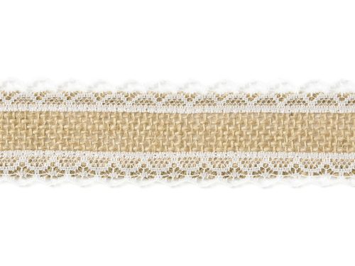 Juta szalag csipkével, 4x500cm