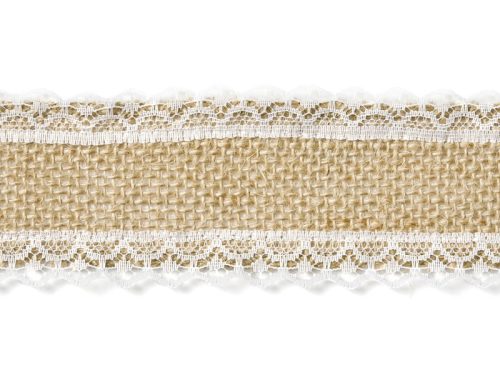 Juta szalag csipkével, 5x500cm