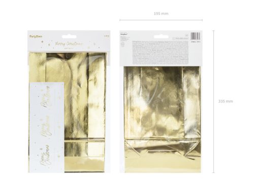 Ajándékzacskók, arany, 18,5x28,5x8 cm (1 db / 3 db)