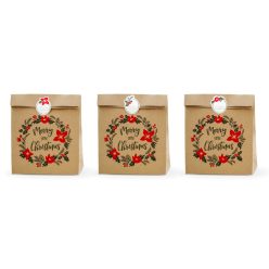   Gift bags Merry Little Christmas, kraft, 25x11x27cm (1 pkt / 3 pc.)
