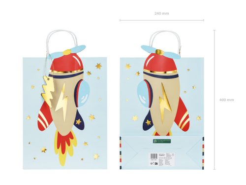 Gift bag Airplane, 10x35.5x24 cm, mix