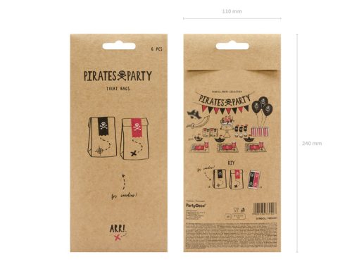 Csemegezsákok Pirates Part, kraft, 8x18x6cm (1 db / 6 db)