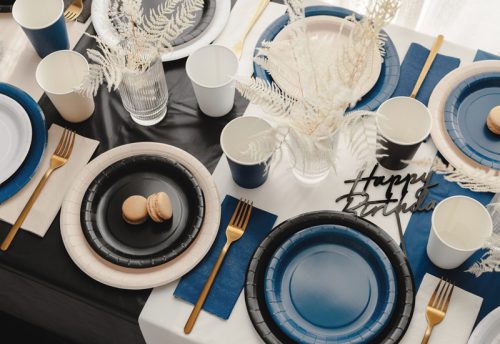 Fekete 23 cm papírtányérok, 6 darabos csomag