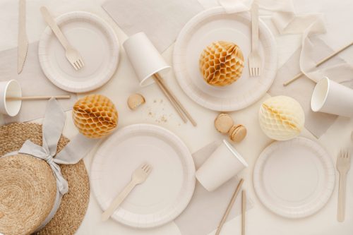 Beige papír tányérok, 23 cm, 6 db/csomag