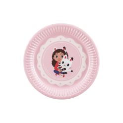   Papírtányérok Gabby babaház mintával, vegyes színek, 18 cm, 6 db