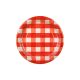 Piros-korall-tejszín kockás papírtányérok, 27 cm, 6 db