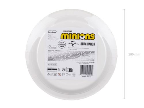 Minion mintás papírtányérok, 18 cm, vegyes csomag (6 db)